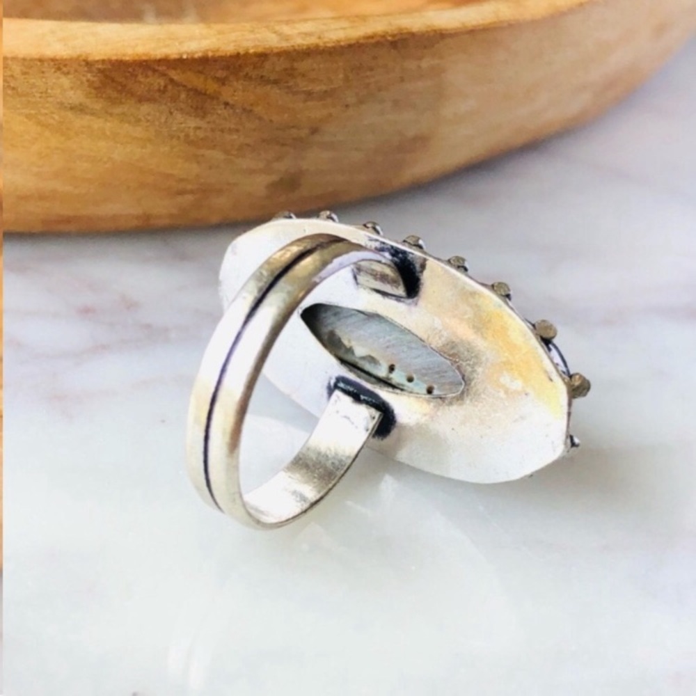 Abalone Shell Silver Ring - Picture 7 of 9